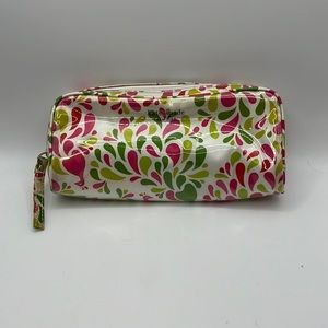 Kate Spade Makeup Cosmetic Carrying Case White Pink Green Peacock Hippie Retro